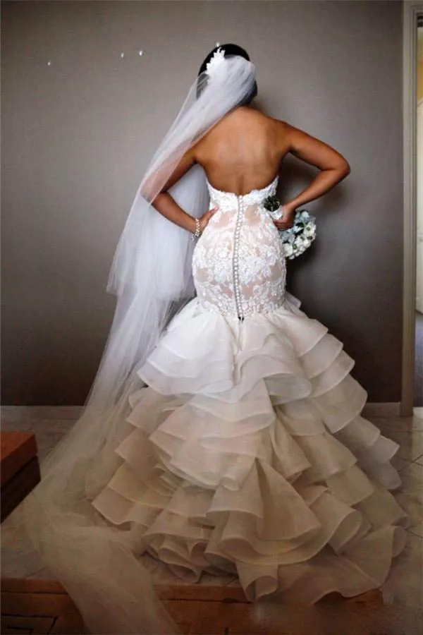 Арабское свадебное платье с юбкой-годе милое Многоуровневая Аппликация Часовня страна сад платье невесты Плюс Размер Vestido de noiva