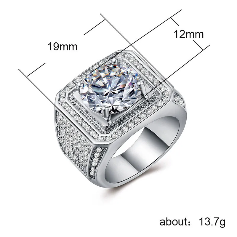 Бренд HUITAN, роскошные дизайнерские украшения, мужские кольца, посеребренные, циркониевые, хрустальные, вечерние, юбилейные, кольцо в геометрической форме