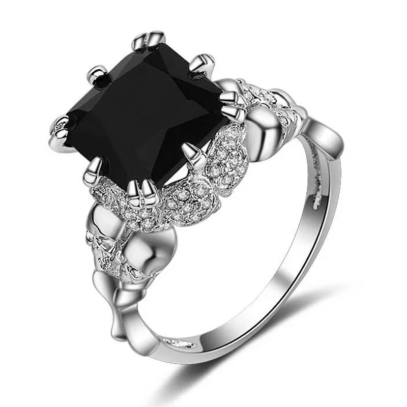 

Fashion 8 Style Punk Skull Jewelry Women ring AAAAA zircon cz 10KT Black Gold Filled Engagement Wedding band Ring Sz 5-11