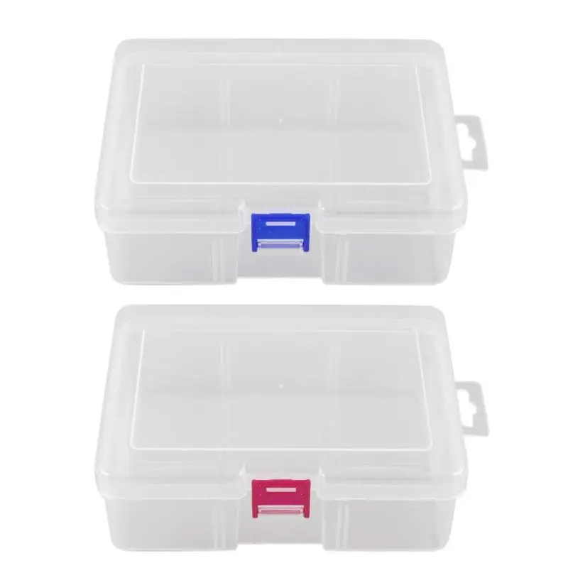 

1pc Plastic Rectangular Clear Pill Case Organizer Case Tools Jewelry Storage Box Random Color Storage Container Box