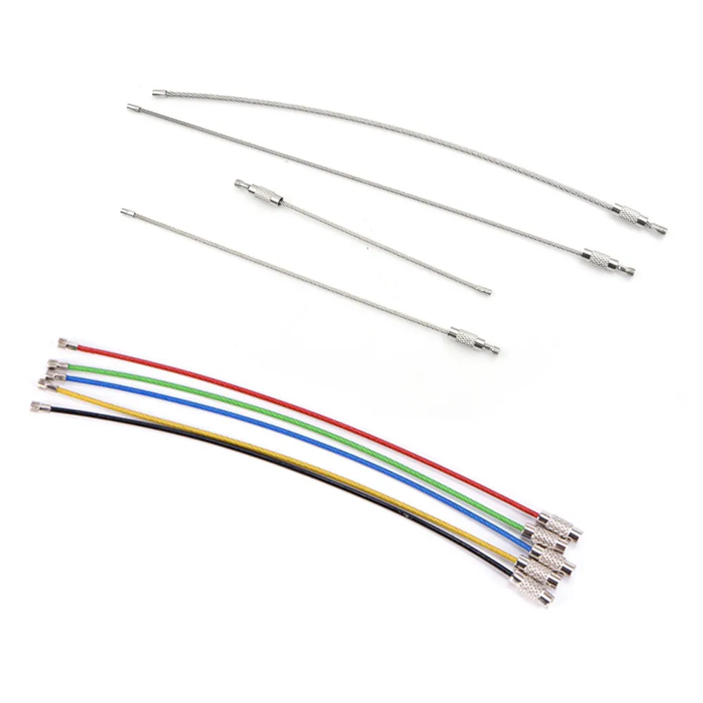 5pcs Or 10pcs Keychain Tag Rope Stainless Steel Wire Cable Loop Screw Lock Gadget Ring Key Keyring Circle Camp Hanging Tool 5pcs Or 10pcs Keychain Tag Rope Stainless Steel Wire Cable Loop Screw Lock Gadget Ring Key Keyring Circle Camp Hanging Tool