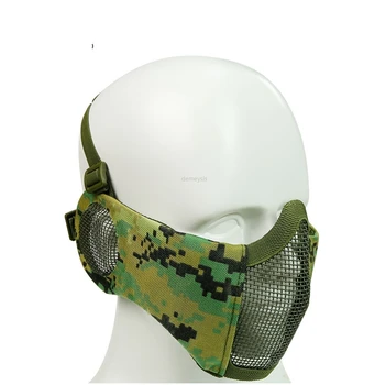 

Tactical Half Face Mesh Mask Metal Steel Face Guard Camouflage Mask Cover for Airsoft Hunting with Ear Protection Half Face Mask