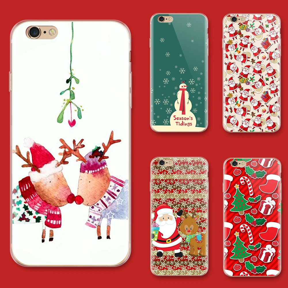 Cute Christmas Santa Claus Deer Phone Case For iPhone 6 6S Plus 7 7Plus Fashion Christams Painting Cover |