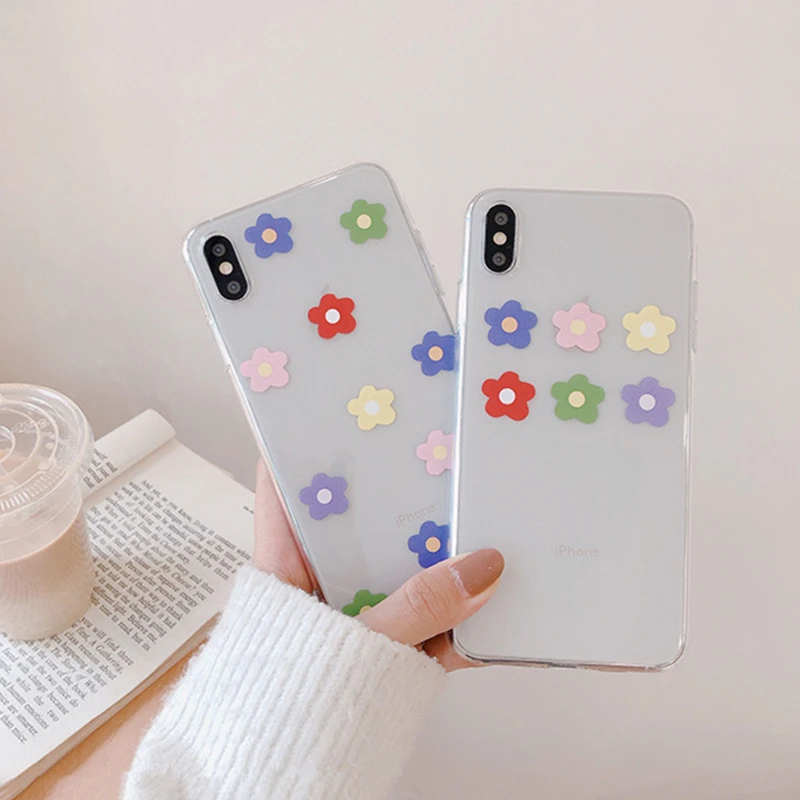 

BONVAN For iPhone X XR XS Max Case soft Simple cute flower Protection Back Funda For iPhone 6 6s 7 8 Plus Phone Cover Coque