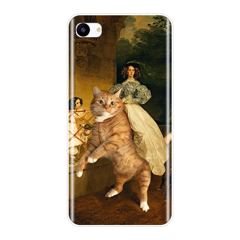 Back Cover For Meizu 16th 16x 15 Lite 16 Plus Art Cat Mona Lisa Funny Silicone Soft Phone Case For Meizu U10 U20 Pro 6 7 Plus - Цвет: No.5