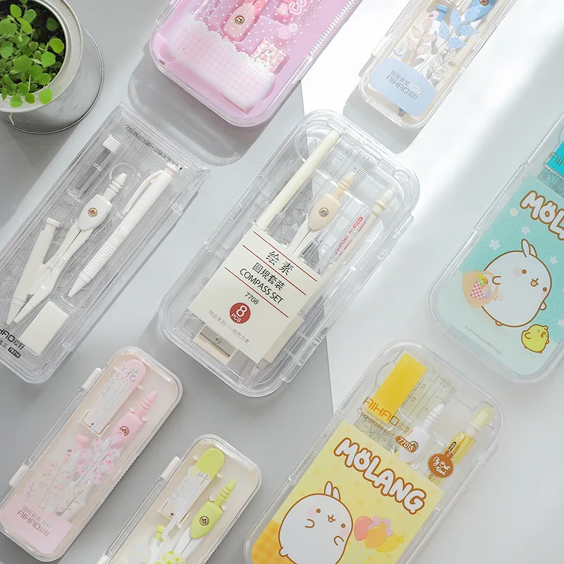 

1Set Small Blue Pink Fresh Candy Color Compass Students Professional Drawing Compass School Office Stationery Set