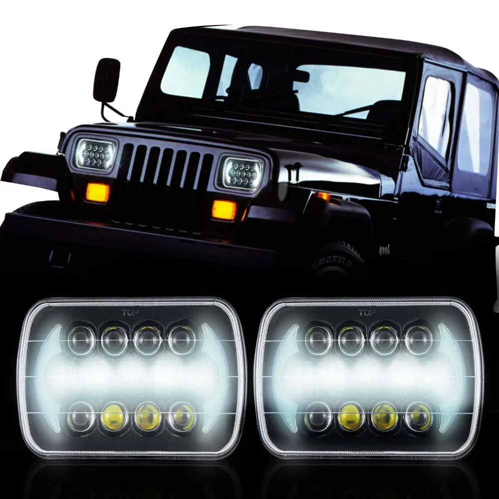 

5X7 inch 85W h4 LED HEADLIGHT BULB 7x6 inch headlamp DRL for Jeep Wrangler YJ XJ truck FLD 50 60 70 80 Firebird Celica 240SX