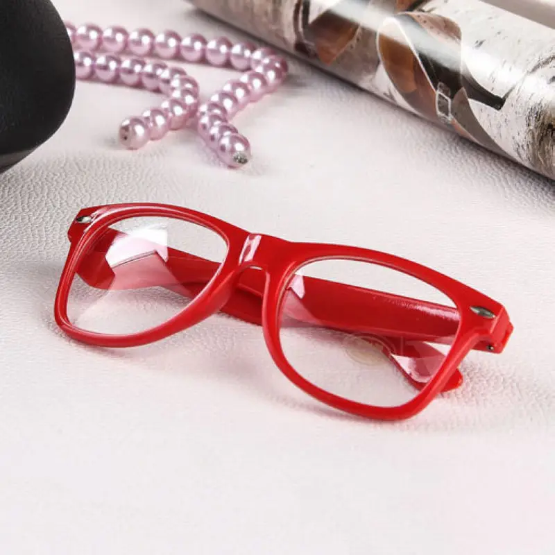 Mayitr, 1 шт., Модные прозрачные очки Nerd, прозрачные линзы, очки Geek, 16 цветов, простые Зеркальные пластиковые очки с полной оправой - Цвет оправы: red
