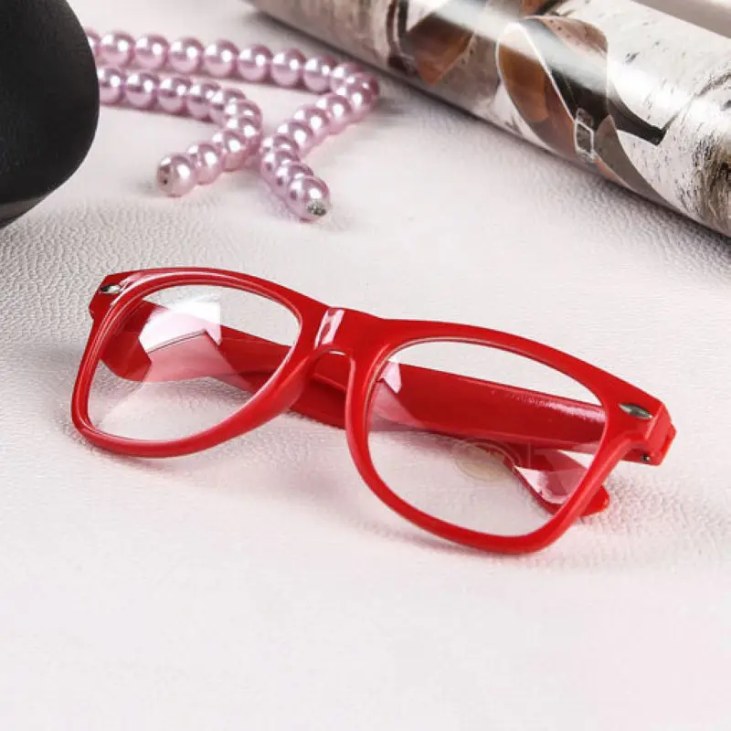 Mayitr 1pc Fashion Nerd Clear Glasses Clear Lens Geek Glasses 16 Colors Plain Mirror Plastic Full frame Eyeglasses Eyewear