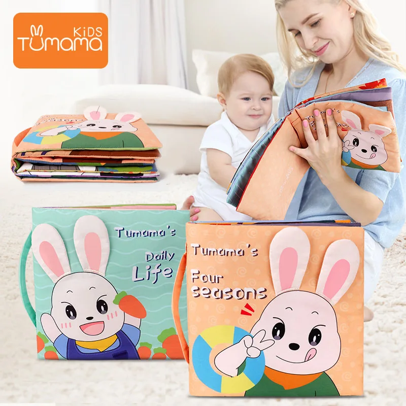 Petit lapin doux peluche tissu jouets livre éducatif peluche génie tissu apprentissage livre développer bébés capacité jouet DS19