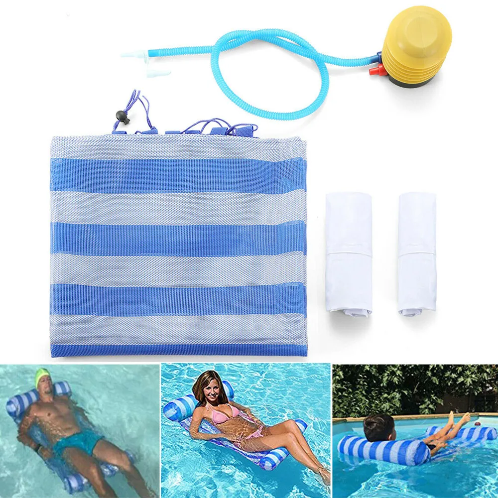 

Blue Swimming Pool Inflatable Hammock Bed Pool Party Toy Inflatable Floating Water Hammock Float Lounger Floating Bed Chair