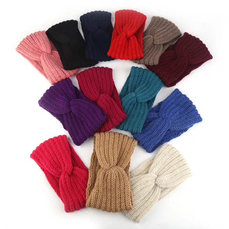 Winter Ear Warmer Headband Women Fashion Elastic Wool Knitted Headband Head Wrap Hairband Girls Elegant Hair Band Accessories