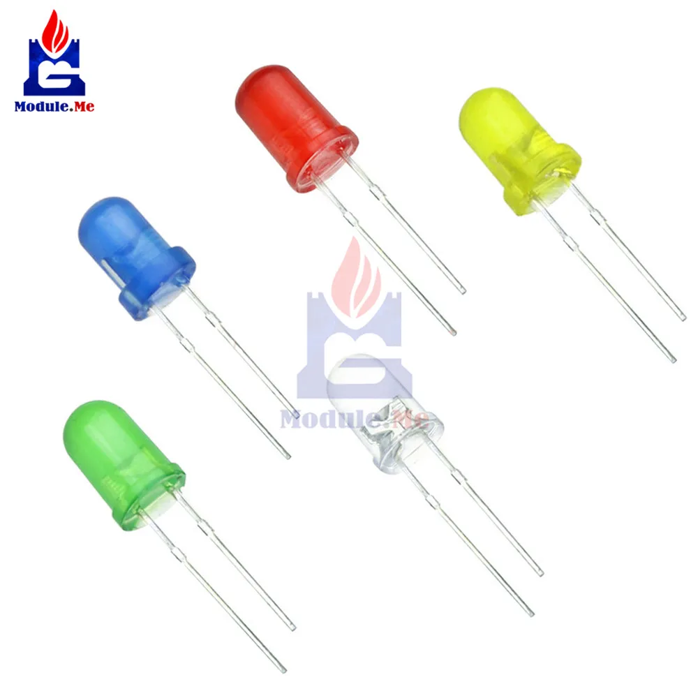 

100pcs LED 5MM Red Blue White Yellow Green LED Light-emitting Diode Red Turn Red Diodes Light Super Bright Bulb Lamp Diy Kit