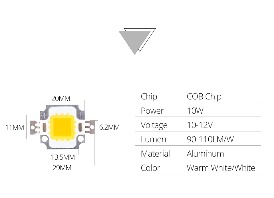 Холодный и теплый белый 10 Вт 20 Вт 30 Вт 50 Вт 100 Вт Светодиодный светильник матрицы COB Интегрированный Светодиодный светильник чип SMD DC 10 V-32 V DIY прожекторная софитная лампа
