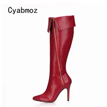Cyabmoz пикантные зимние сапоги до колена Высокие каблуки Женская обувь Zapatillas Сапоги; женская обувь молния женские вечерние туфли свадебные туфли