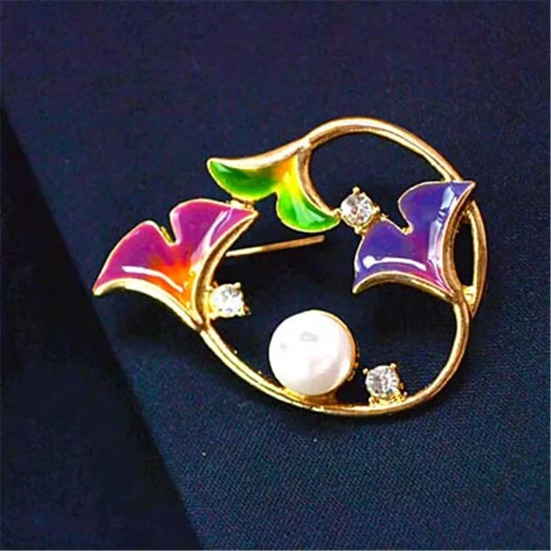 Женская эмалированная брошь в стиле ретро форме капли с цветами 2019|brooch fashion|drop