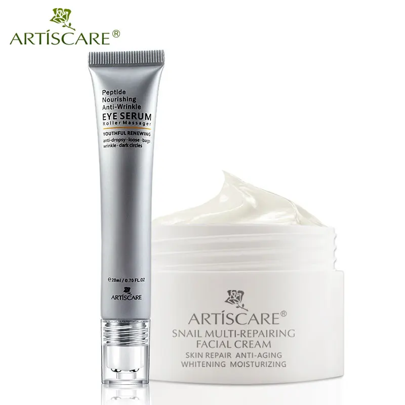 

ARTISCARE Snail Repair Facial Cream + Peptide Eye Serum Anti Wrinkle Shrink Pores Face Care Fine Lines Remove Dark Circles 2Pcs