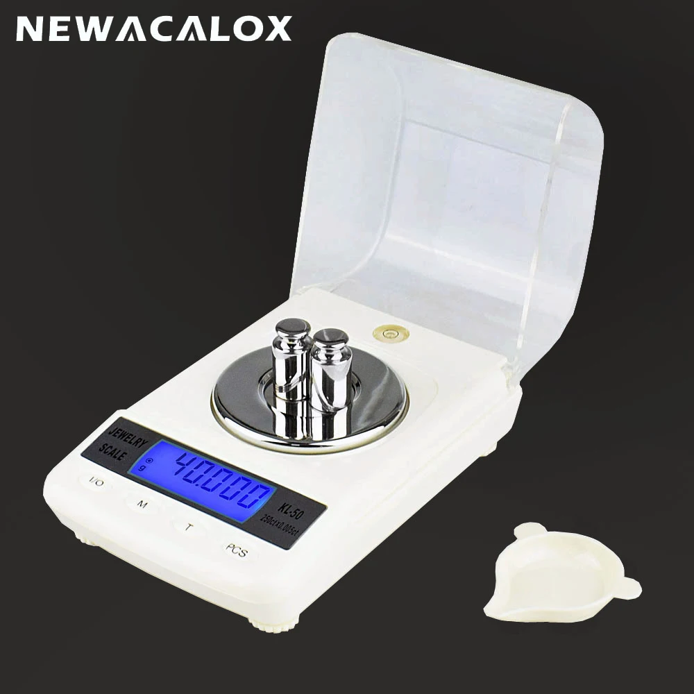

NEWACALOX 50g x 0.001g LCD Digital Jewelry Scale Precision Laboratory Balance Scale for Gold Bijoux Diamond Silver S Gram 0.001g