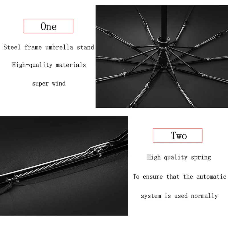 Ветрозащитный складной автоматический зонт от дождя для женщин, роскошный большой Ветрозащитный зонтик от дождя для мужчин с черным покрытием 10 к