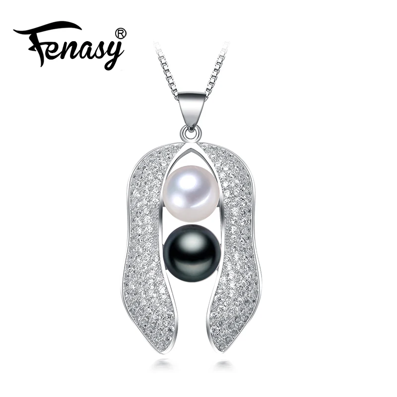 

FENASY Double pearl Pendant,Freshwater Pearl Pendant Necklace women,trendy Peanut Pendant,best friends pendant fashion jewelry