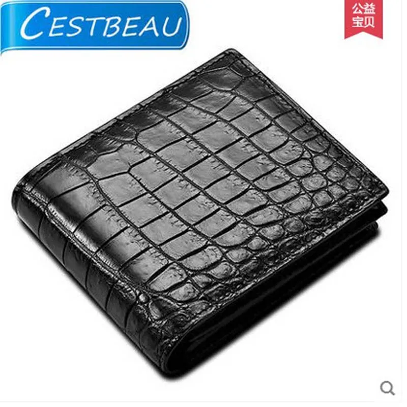 

cestbeau No stitching Inside and outside crocodiles skin belly men wallet short money bag belly skin