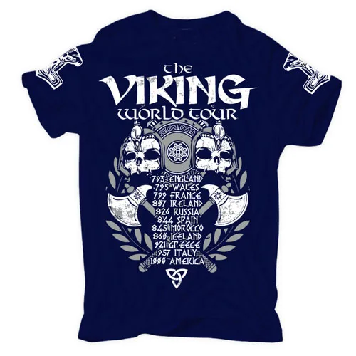 Viking World Tour футболка MenViking Warriors Odin хлопок Повседневная Подарочная футболка Размер США S-3XL Новинка