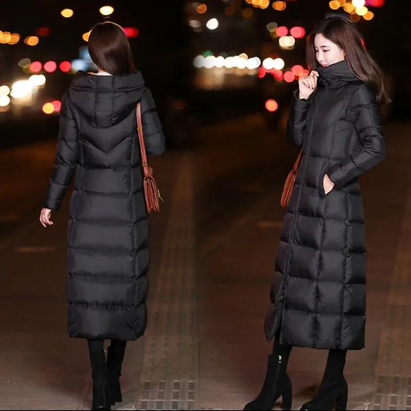 New large size women down jacket Hooded long thick winter coat over the knee Outwear casual warm jacket Female clothing