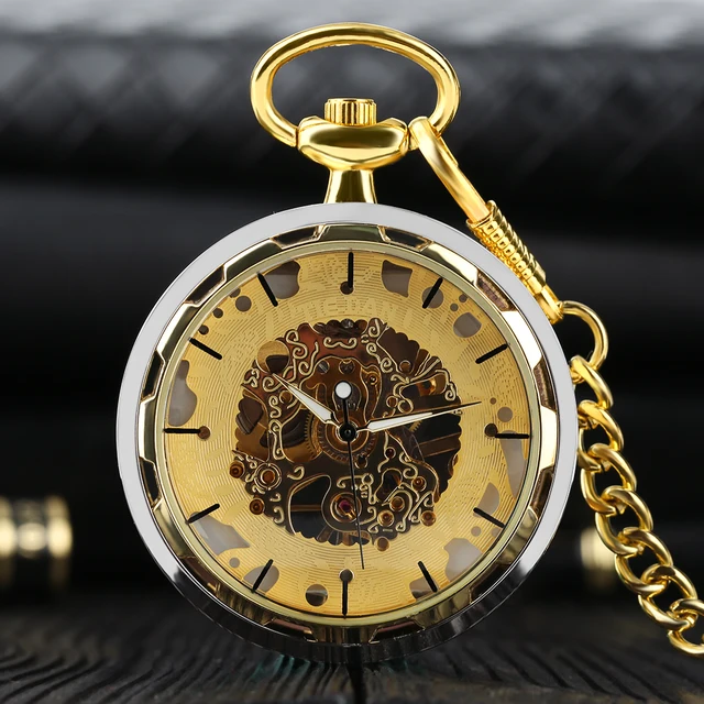 Vintage Mechanic Watch Pocket Steel Transparent Hollow Simple Fashion Retro Hand Vintage Mechanic Watch Pocket Steel Transparent Hollow Simple Fashion Retro Hand