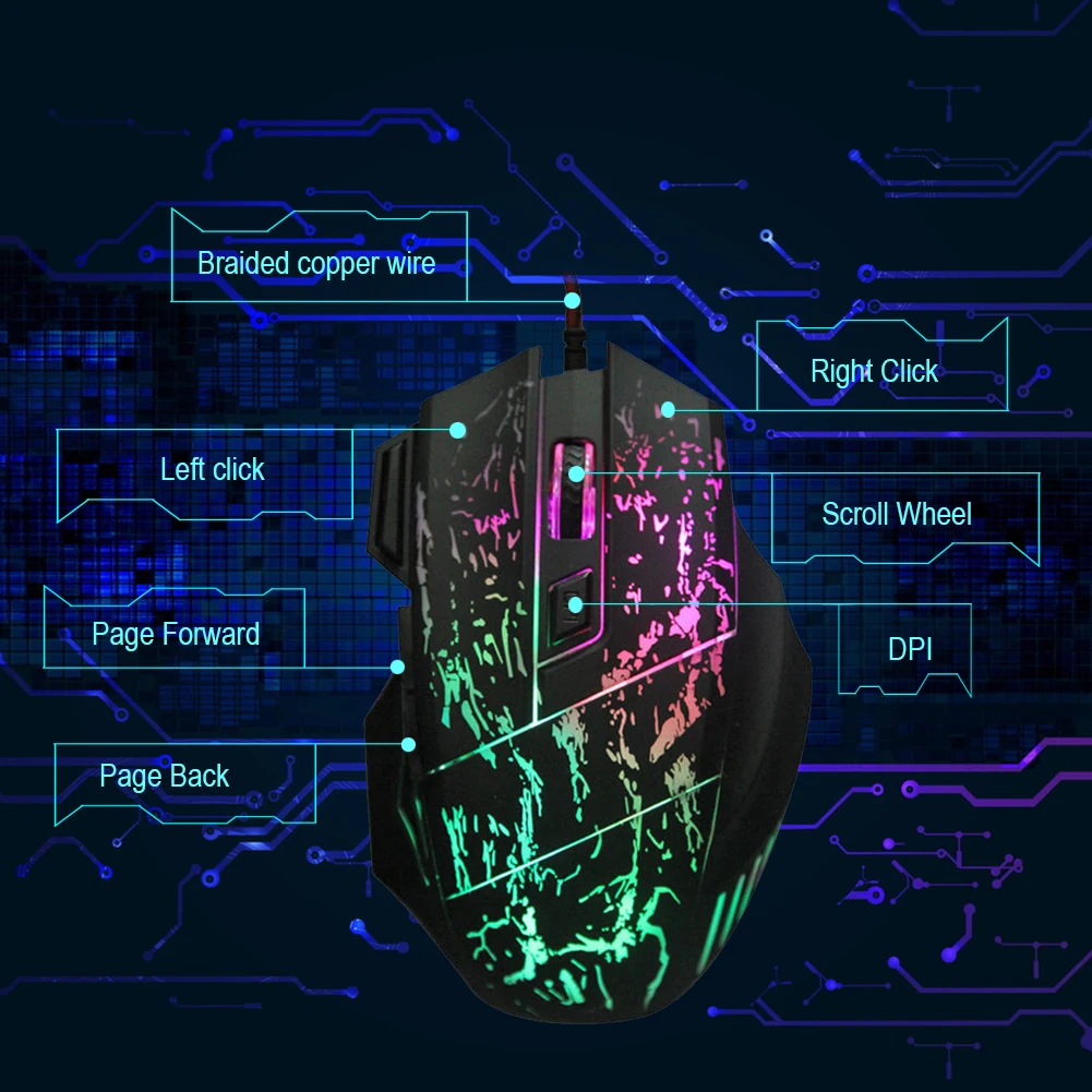 USB мышь Компьютерная Оптическая Проводная игровая 5500DPI 7 кнопок|usb wired mouse|wired mousegaming