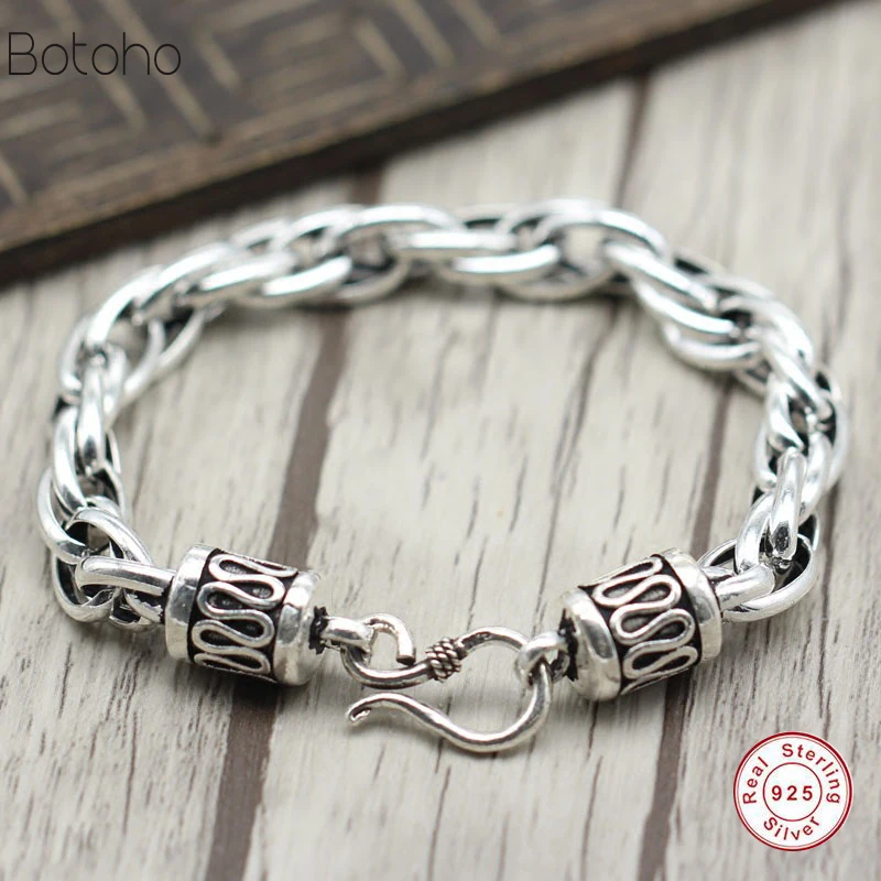 

100% 925 sterling silver male bracelet Vintage punk style Thai silver bracelet men's men's fashion jewelry Charm Bracelet gift