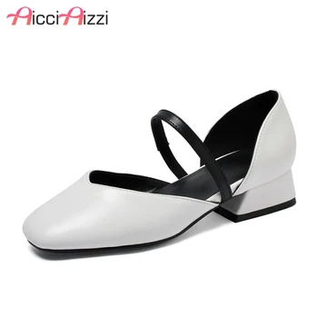 

ZALAVOR Women Square Toe Sandals Mixed Color Classic Shoes Women Fashion Party Casual Middle High Heel Sandals Size 32-43