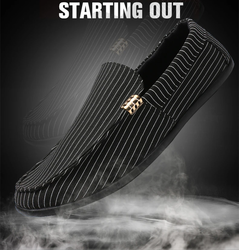 Brand Fashion Shoes Men Casual Fabric Trending Man Leisure Loafers High Top Breathable Male Slip On Boat Drive Canvas (1)