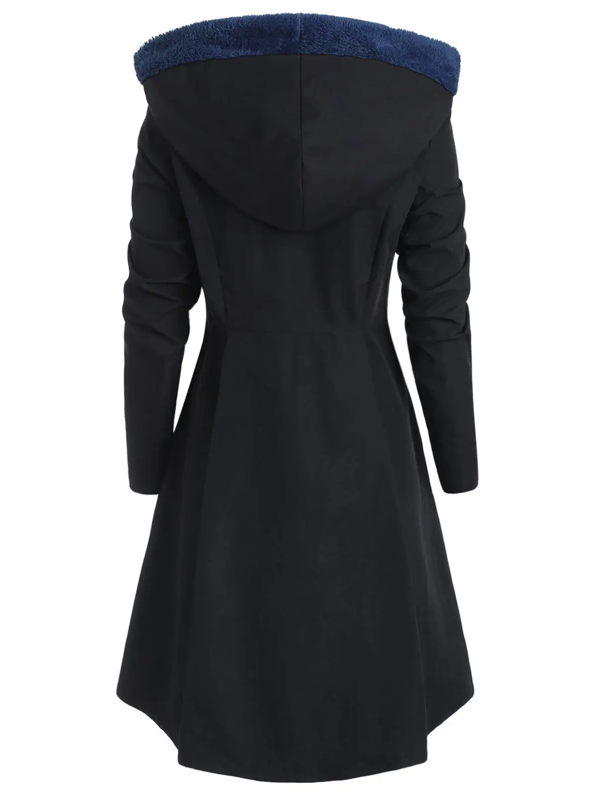 Wipalo зима размера плюс Асимметричный флис контрастный цвет блок однобортный с капюшоном с юбкой Женское пальто Длинная Верхняя одежда Пальто 5XL