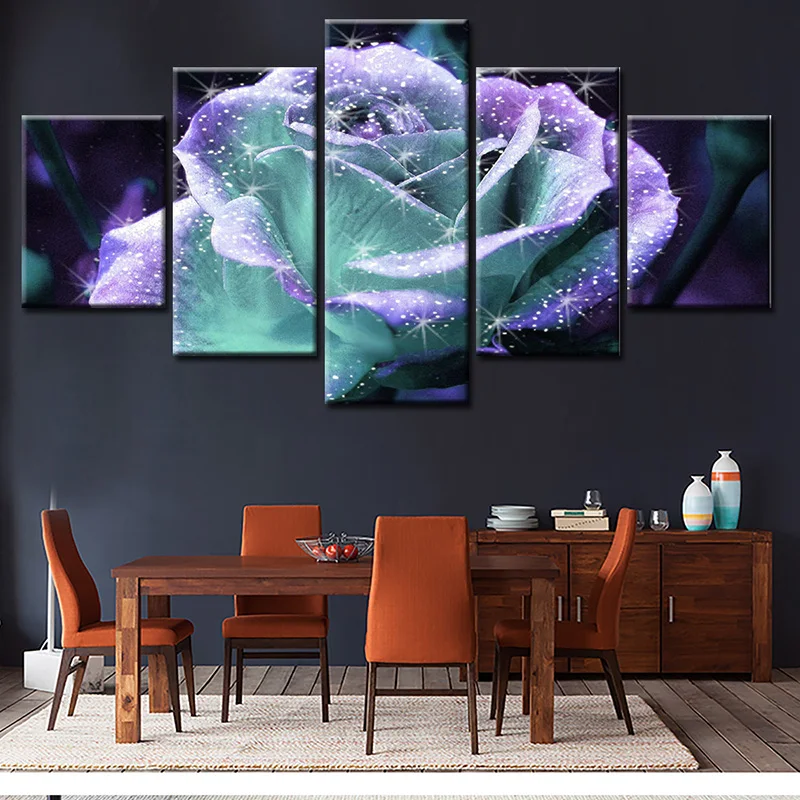 

5 Pieces Flower Poster Wall Art Canvas Painting Nordic Wall Pictures for Living Room Decor Mural Decoration Picture Art Print
