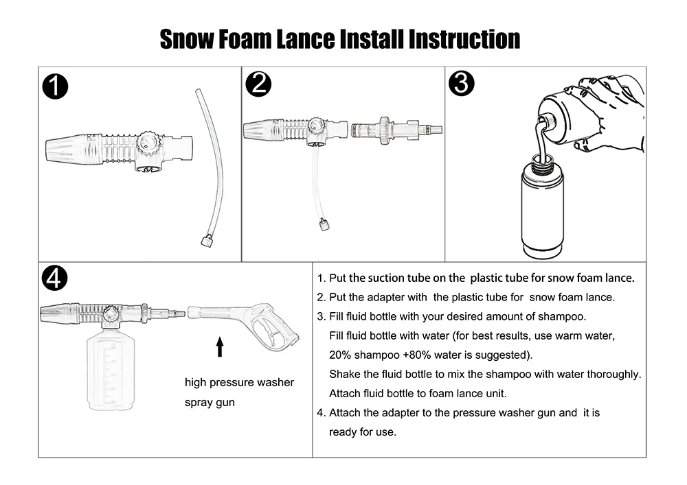 Espuma de Neve Lança para Huter Peças de Reposição Piso do Carro Velho Alta Pressão Arruela Deck Espuma Arma Carro Casa Limpeza 750ml W105-p 18 Lavadora automotiva