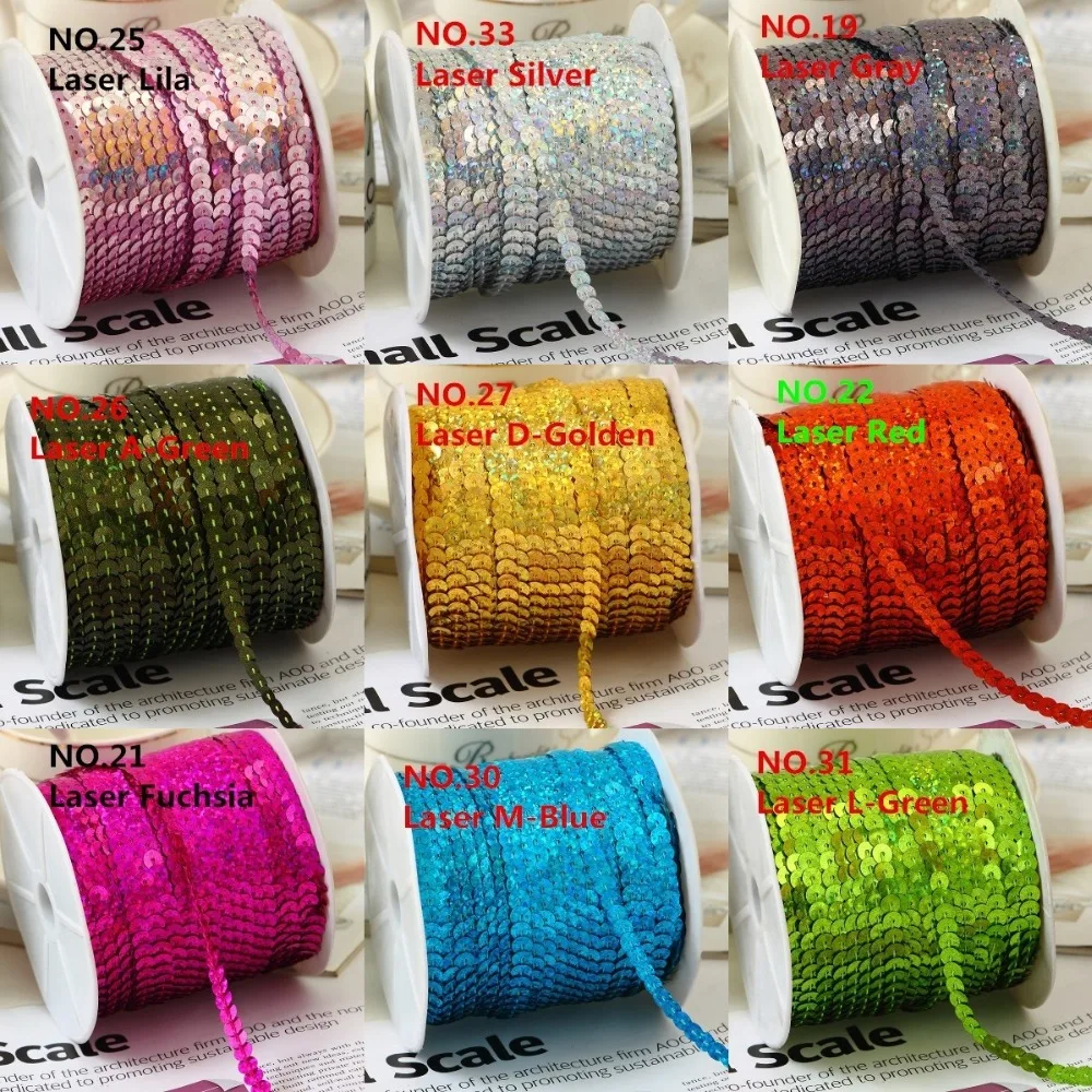 1 Roll/Lot (100 Yards/Roll) 6mm Loose Diameter Round Flat Laser Sequins