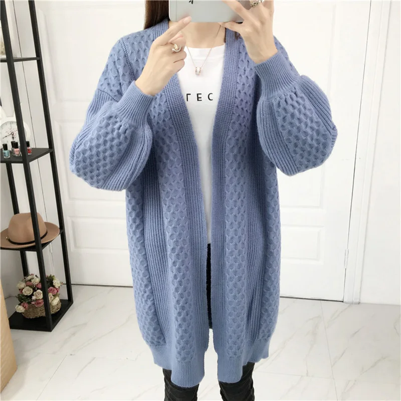 

2019 Spring Autumn/Winter New Wild Loose Long Knitwear Cardigan Women Sweater Coat Long Sleeve Coat Tide YF349