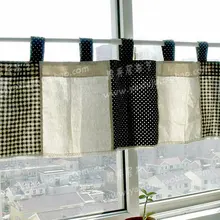 Черно-белая клетчатая пасторальная красивый кофе короткие занавески для кухни для гостиной спальни 45*130 см