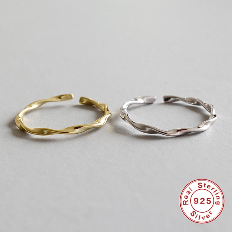 

ROMAD 925 Sterling Silver Creative Twist Open Ring Simple Finger Ring Korean Fashion Rings For Women Jewelry R4