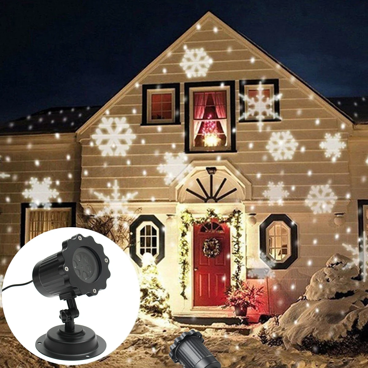 

Christmas Outdoor Moving Laser White Snowflakes Projector LED Light EU/US/AU/UK 100-240V Waterproof 4 LED Lights Stage Lighting