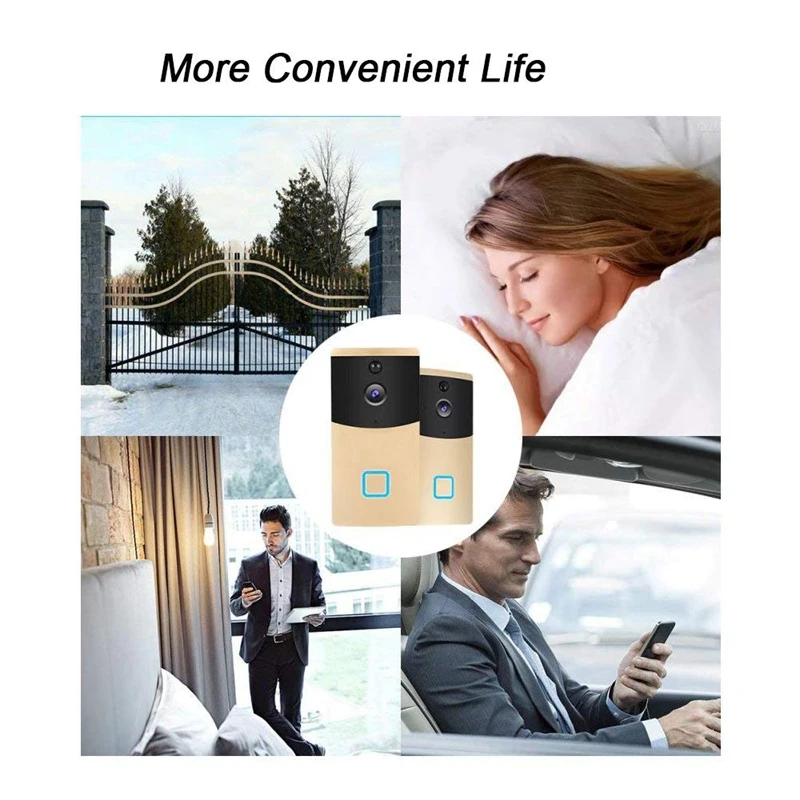 

Wireless Wifi Security Waterproof Doorbell Smart Video Door Phone Visual Recording With Plug-In Chime Remote Home Monitoring(E