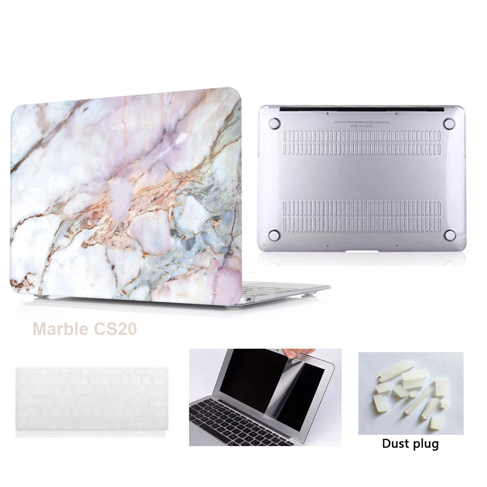 4в1 мраморный пластиковый чехол для ноутбука только Alppe Macbook Air 13 с Retina Touch ID Модель: