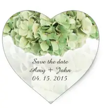 1.5inch Green hydrangea wedding favor tags hydrangea2 heart sticker
