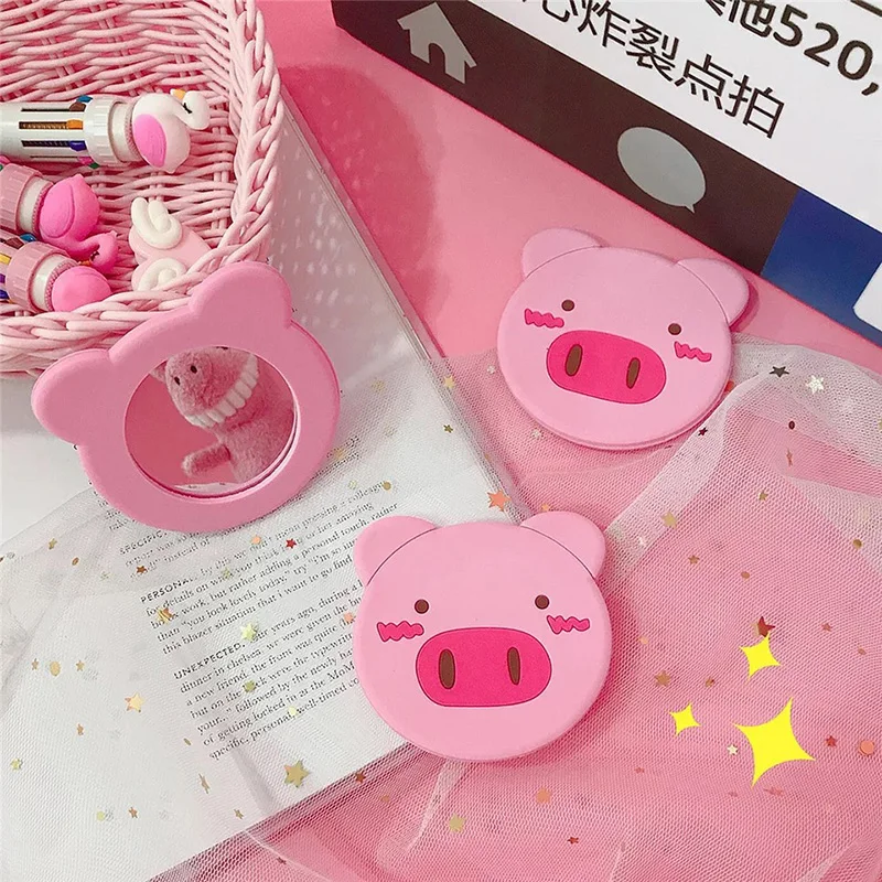 

buy 2 get 1 free 1Pc Cute Cartoon Mini piggy Portable Circular Hand Mirror Pocket Portable Makeup Tool