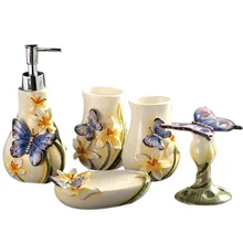 Bathroom Suite Ceramic Sanitary Ware Bathroom Five-piece Kit Washing Butterfly Dance Xinlan Washing Bathroom Amenities LO726330