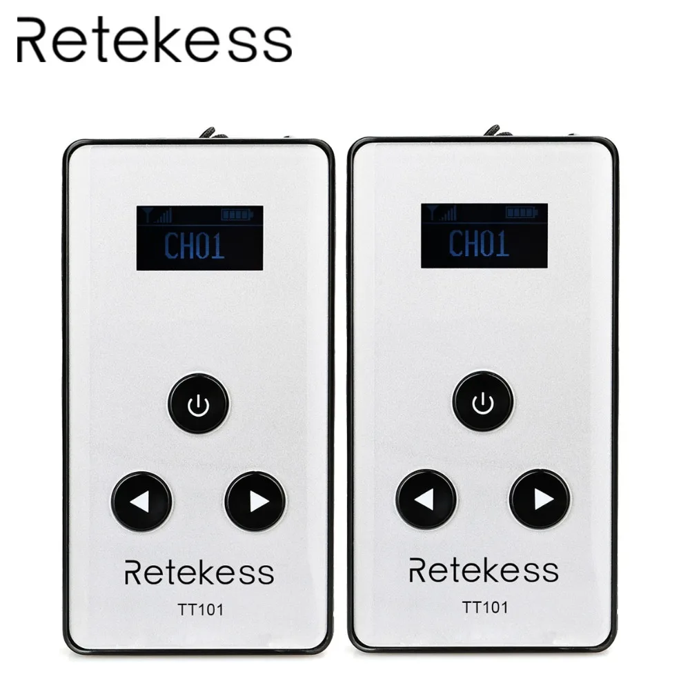 

2pcs RETEKESS TT101 Wireless Audio Transmitter 99 Channel For 195-230MHz Tour Guide System Conference Church Transmission System