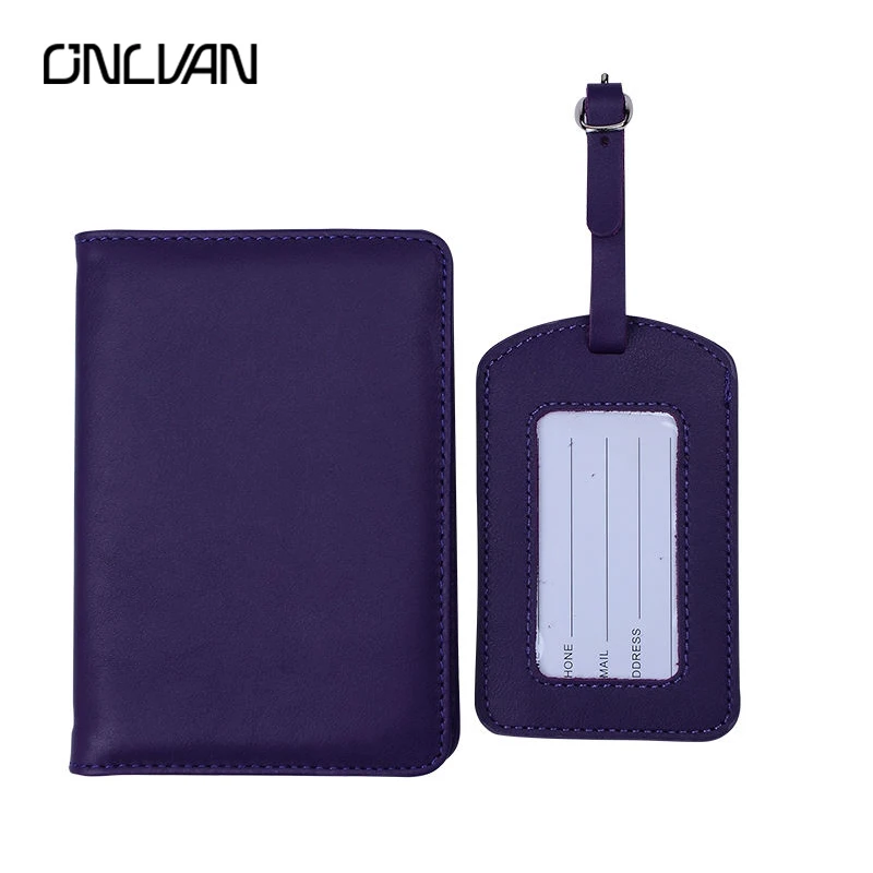 ONLVAN Passport Cover and Luggage Tag High Quality Genuine Leather