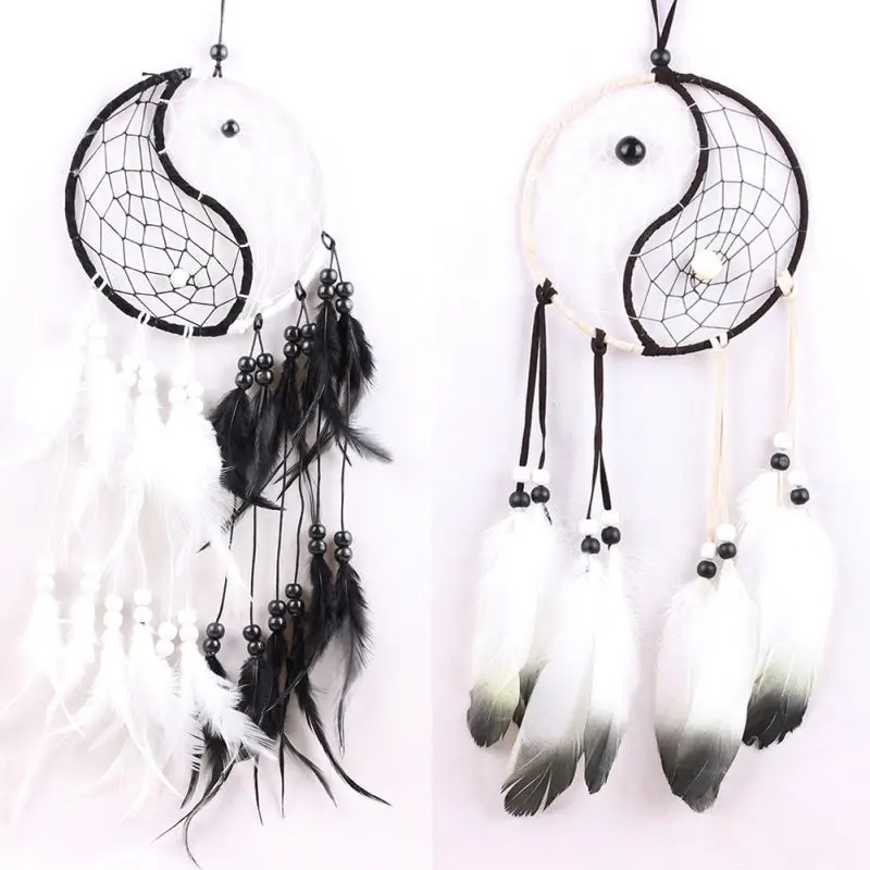 1PCS 6.5" Diameter Dream Catcher Handmade Traditional Dream Catche Yin Yang 16" Long Home Decoration Hot