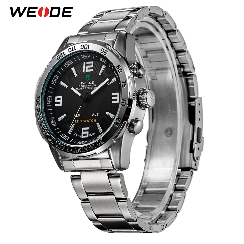 WEIDE 2019 Men's Business Casual Watches Luxury Brand Quartz LED Digital Movement Wrist Watch Clock