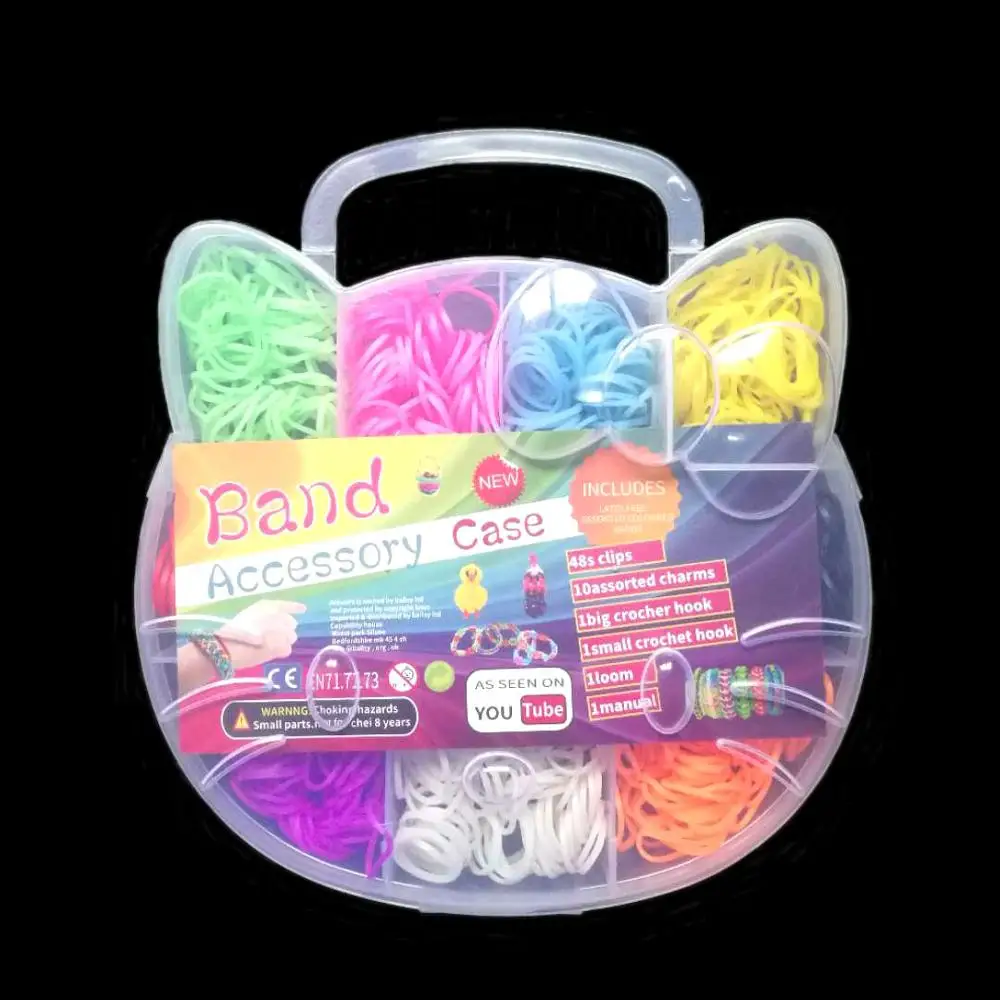Мода подарок Loom Bands Наборы эластичной резинки Комплект DIY Браслеты браслет яркая детская игрушка в подарок, прозрачная упаковка коробки - Окраска металла: Hello Kitty